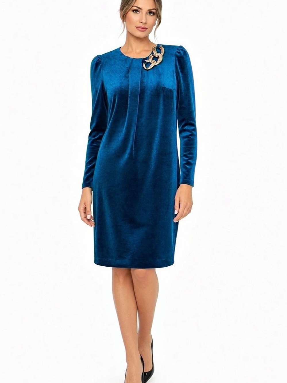 Missa Velvet Midi Dress in Blue Size Medium NWT